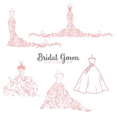 Dress Boutique Bridal Collection Logo Set, Icon Template Illustration Vector Design