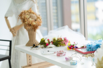 Beautiful jewelry placed on the table