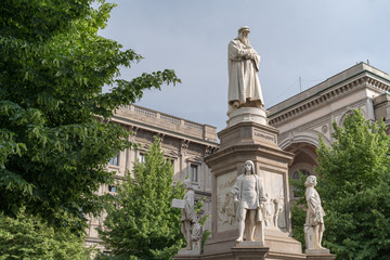 Italy, Milan. Monument to Leonardo