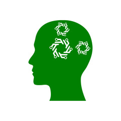 digital human head, brain, technology, head, memory, creative technology mind, artificial intelligence green color icon