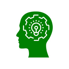 digital human head, brain, technology, head, memory, creative technology mind, artificial intelligence green color icon