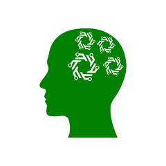 digital human head, brain, technology, head, memory, creative technology mind, artificial intelligence green color icon