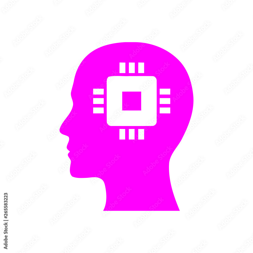 Sticker digital human head, brain, technology, head, memory, creative technology mind, artificial intelligen