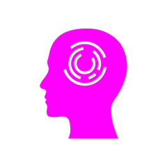 digital human head, brain, technology, head, memory, creative technology mind, artificial intelligence magenta color icon