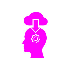 digital human head, brain, technology, head, memory, creative technology mind, artificial intelligence magenta color icon