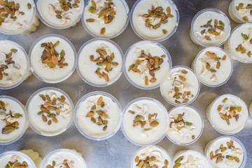 Indian lassi, a traditional yogurt drink, for sale at a vendor