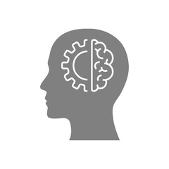 digital human head, brain, technology, head, memory, creative technology mind, artificial intelligence grey color icon
