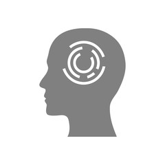 digital human head, brain, technology, head, memory, creative technology mind, artificial intelligence grey color icon