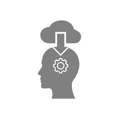 digital human head, brain, technology, head, memory, creative technology mind, artificial intelligence grey color icon