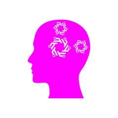 digital human head, brain, technology, head, memory, creative technology mind, artificial intelligence magenta color icon