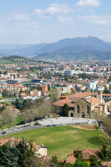 Aerial view of Bergamo city, a nice borough in Northern Italy