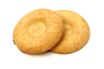 Biscuits with whole-wheat flour. Crunchy, grains  on white background