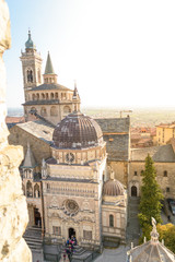 Panoramic view of Bergamo upper city from the city hall bell tower. 