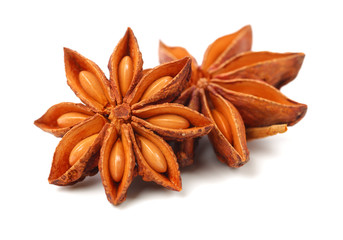 star anise on white background