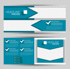 Banner for advertisement. Flyer design or web template set. Vector illustration commercial promotion background. Blue color.