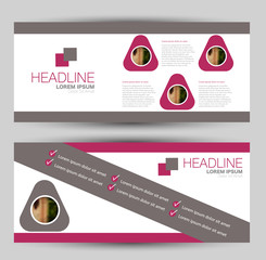 Banner for advertisement. Flyer design or web template set. Vector illustration commercial promotion background. Pink color.