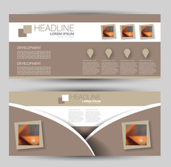 Banner for advertisement. Flyer design or web template set. Vector illustration commercial promotion background. Brown color.