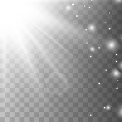 Fototapeta premium Vector transparent white sunlight 