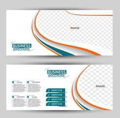 Banner for advertisement. Flyer design or web template set. Vector illustration commercial promotion background. Orange and green color.