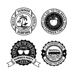 Set of vintage summer badges labels, emblems and logo