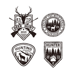 Set of vintage hunting badges labels, emblems and logo