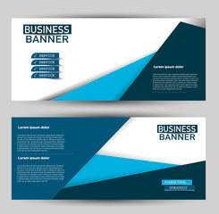 Banner for advertisement. Flyer design or web template set. Vector illustration commercial promotion background. Blue color.