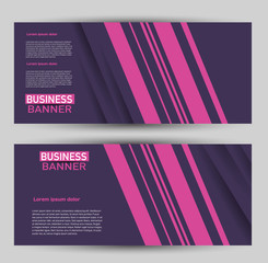 Banner for advertisement. Flyer design or web template set. Vector illustration commercial promotion background. Purple and pink color.