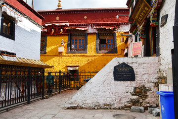 Tibet, Lhasa, China.  Nangze Shak Display Hall (house of a noble family with 600 years of history) on Barkor street (Bakuo W street)