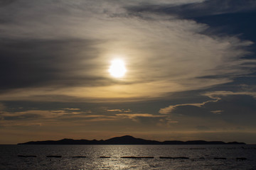 Early evening Sunset over an Asian island