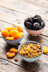 Concept of healthy meal with dried fruits