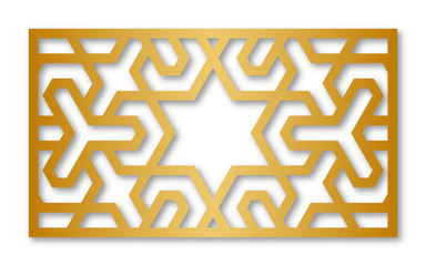 Decorative template for laser cutting. Oriental geometric ornament.