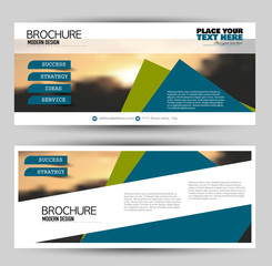 Banner for advertisement. Flyer design or web template set. Vector illustration commercial promotion background. Blue and green color.