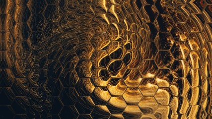 Abstract liquid gold design pattern. Graphic painting in golden color. Great as decor for rich and luxury printings products and web banners. Fashion print. Creative background in stylish motifs. - 265588236