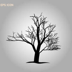 Tree Silhouette Isolated on White Backgorund. Decorative tree icon. Vecrtor Illustration. EPS 10