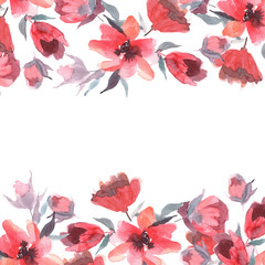 Watercolor background with pink flowers
