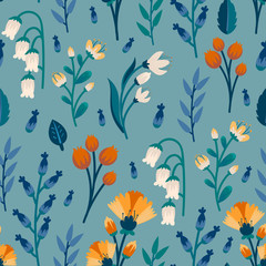 seamless pattern with simple flowers