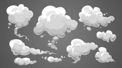 Zelfklevend Fotobehang Set of stylized white clouds. Vector illustration collection of smoke. © grafik_art