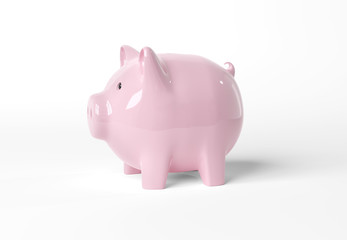 Piggy bank mockup isolated on white 3D rendering