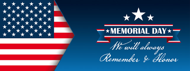 Header Memorial Day We Will Honor USA Flag