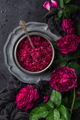 homemade rose jam with rose flowers