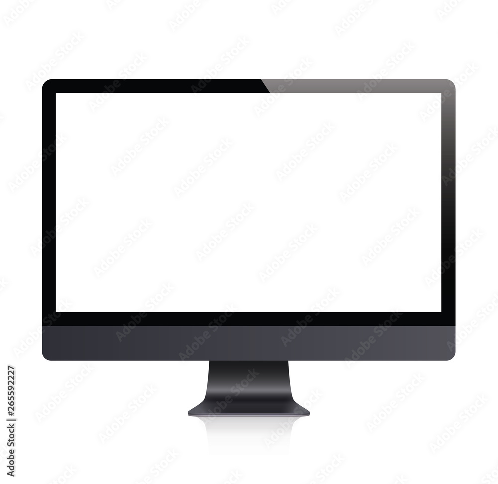 Poster realistic computer front view. monitor - stock vector.