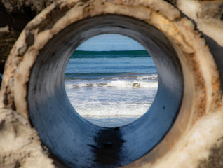 Pacific Ocean View Through a Pipe