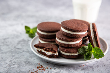 chocolate cookies with cream cheese filling