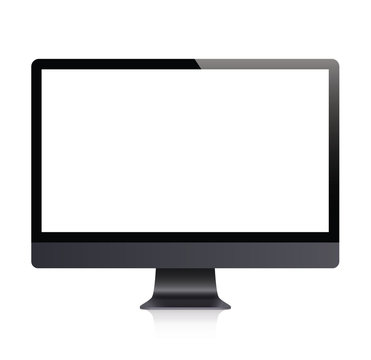 Realistic Computer front view. Monitor - stock vector.