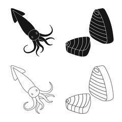 Vector design of fresh  and restaurant logo. Set of fresh  and marine   vector icon for stock.