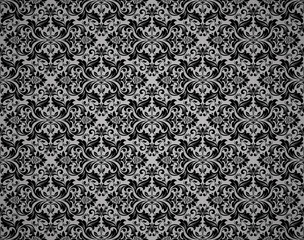 Wallpaper in the style of Baroque. Seamless vector background. Black floral ornament. Graphic pattern for fabric, wallpaper, packaging. Ornate Damask flower ornament