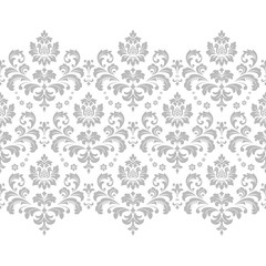 Floral pattern. Vintage wallpaper in the Baroque style. Modern vector background. White and grey ornament for fabric, wallpaper, packaging. Ornate Damask flower ornament