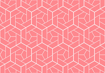 The geometric pattern with lines. Seamless vector background. White and pink texture. Graphic modern pattern. Simple lattice graphic design
