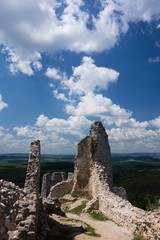 Cachtice Castle ruin from 13th century in Carpathians, Slovakia, Europe. National nature reserve.