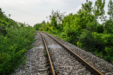 Fototapeta na wymiar Abandoned railroad background